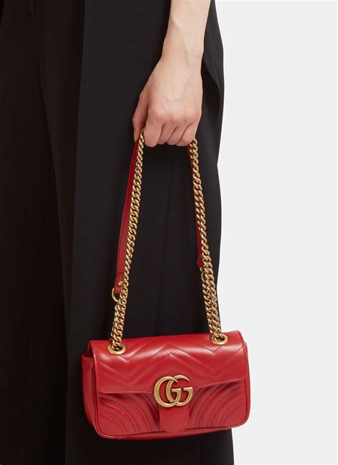 gucci red mini gg marmont chain bag|Gucci small bag with chain.